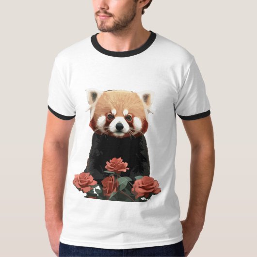 Roter Panda und Rose T-Shirt (Vorderseite)