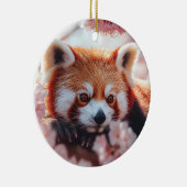 Roter Panda unter den Kirschblüten Keramik Ornament (Rechts)
