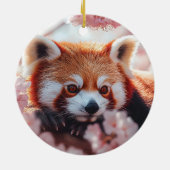 Roter Panda unter den Kirschblüten Keramik Ornament (Hinten)