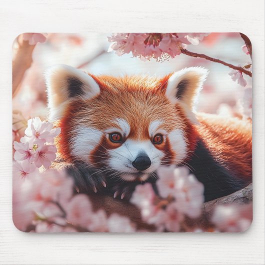 Roter Panda unter den Kirschblüten Mousepad (Vorne)