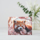 Roter Panda unter den Kirschblüten Postkarte (Stehend Vorderseite)