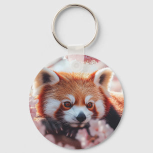 Roter Panda unter den Kirschblüten Schlüsselanhänger
