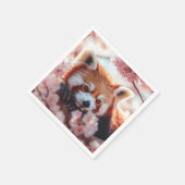 Roter Panda unter den Kirschblüten Serviette (Ecke)