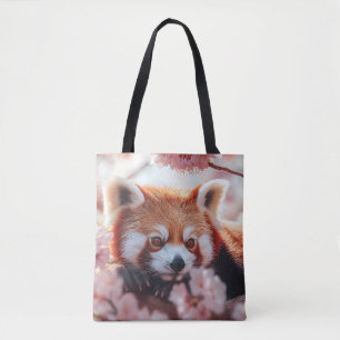 Roter Panda unter den Kirschblüten Tasche
