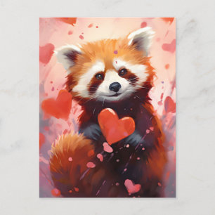 Roter Panda Valentinstag Postkarte