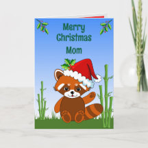 Roter-Panda-Weihnachts-Grußkarte gefaltet