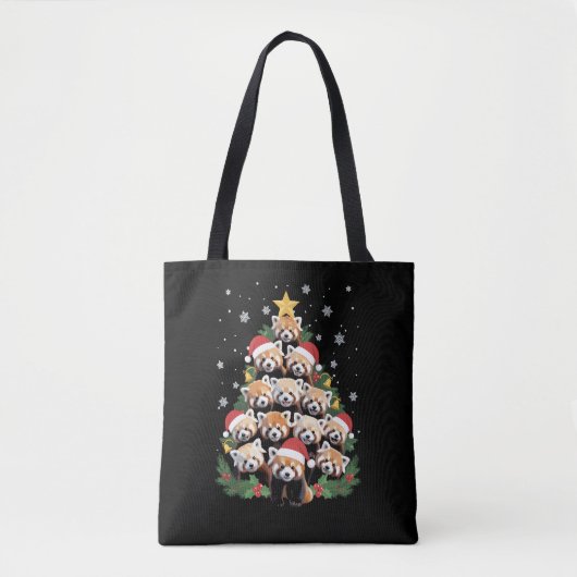 Roter Panda Weihnachtsbaum Lustiges Tier Tasche (Vorderseite)
