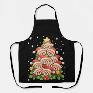 Roter Panda-Weihnachtsbaum-Tier-Weihnachtslicht-Fe Schürze