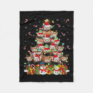 Roter Panda Weihnachtsbeleuchtung Baum Weihnachtsm Fleecedecke
