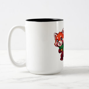 Roter Panda-Weihnachtsstrumpf Zweifarbige Tasse