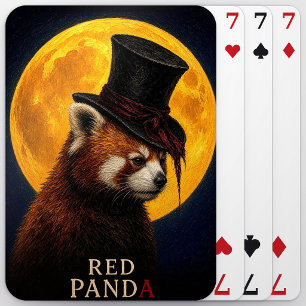 Roter Panda-Zylinderhut-Gothik-Surrealismus Spielkarten