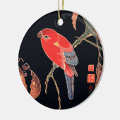 Roter Papagei am Zweig eines Baumes von Ito Jakuch Keramik Ornament (Links)