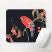 Roter Papagei am Zweig eines Baumes von Ito Jakuch Mousepad (Mit Mouse)