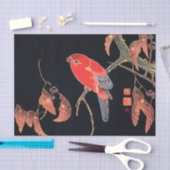 Roter Papagei am Zweig eines Baumes von Ito Jakuch Seidenpapier (Handwerk)