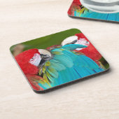 Roter Papagei Getränkeuntersetzer (Linke Seite)