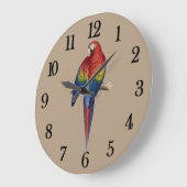 Roter Papagei Große Wanduhr (Winkel)