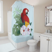 Roter Papagei Tropischer Vogelsittich Duschvorhang (Beispiel)