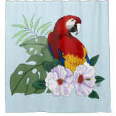 Roter Papagei Tropischer Vogelsittich Duschvorhang (Vorderseite)