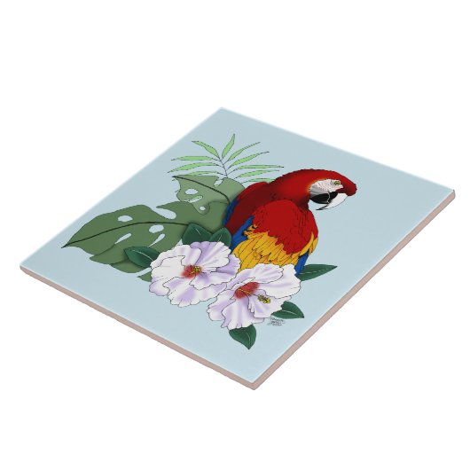 Roter Papagei Tropischer Vogelsittich Fliese (Seite)