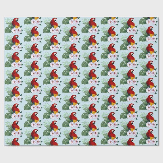 Roter Papagei Tropischer Vogelsittich Geschenkpapier (Flach)