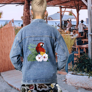Roter Papagei Tropischer Vogelsittich Jeansjacke