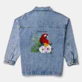 Roter Papagei Tropischer Vogelsittich Jeansjacke (Rückseite)