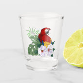 Roter Papagei Tropischer Vogelsittich Schnapsglas (Vorderseite)