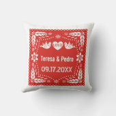 Roter Papel Picado Liebhaber von Vögeln Hochzeitsf Kissen (Rückseite)