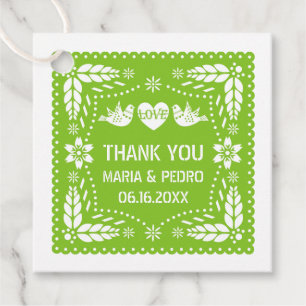 Roter Papel Picado liebt Vögel Hochzeit Fest Geschenkanhänger
