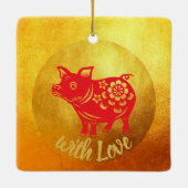 Roter Paperschnitt 2019 Square Ornament (Rückseite)