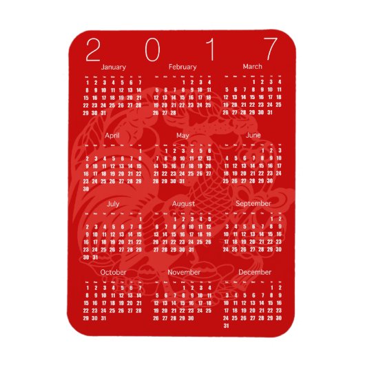Roter Paperschnitt-Kalender 2017 Magnet 2 (Vertikal)