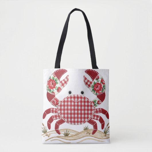 Roter Patchwork-Quilt-Krebs Tasche (Vorderseite)