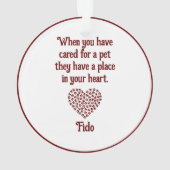 Roter Pawprint ausgefüllte Herzform, Pet Quote, Na Ornament (Rückseite)