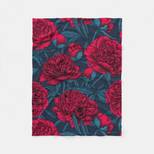 Roter Peelinggarten auf dunkelblau Fleecedecke (Vorderseite)