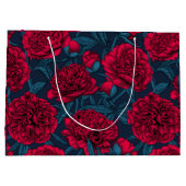 Roter Peelinggarten auf dunkelblau Große Geschenktüte (Rückseite)