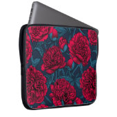 Roter Peelinggarten auf dunkelblau Laptopschutzhülle (Vorne Rechts)