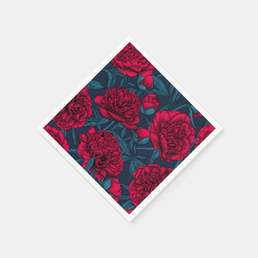 Roter Peelinggarten auf dunkelblau Serviette (Ecke)