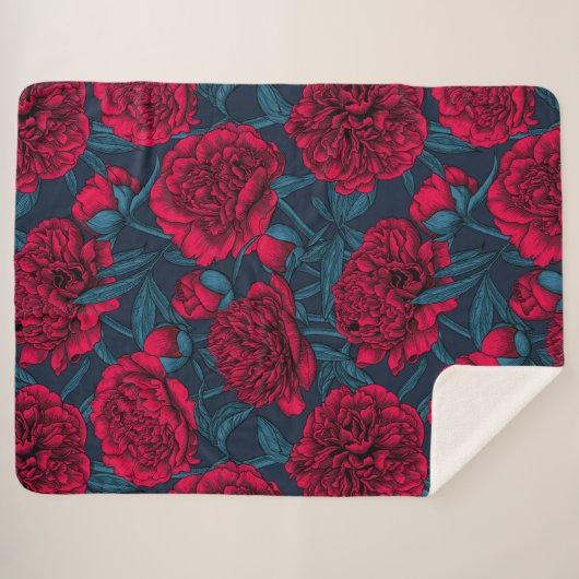 Roter Peelinggarten auf dunkelblau Sherpadecke (Vorderseite (Horizontal))