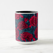 Roter Peelinggarten auf dunkelblau Tasse (Zentrum)