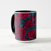 Roter Peelinggarten auf dunkelblau Tasse (Vorderseite Links)