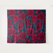 Roter Peelinggarten auf dunkelblau Wandteppich (Vorderseite (Horizontal))