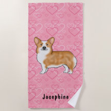 Roter Pembroke walisischer Corgi auf rosa Herzen m