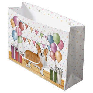 Roter Pembroke Welsh Corgi Bunter Pastell-Geburtst Große Geschenktüte