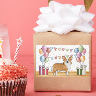 Roter Pembroke Welsh Corgi Bunter Pastell-Geburtst Rechteckiger Aufkleber
