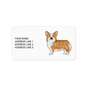 Roter Pembroke Welsh Corgi Hund mit individuellem Adressaufkleber