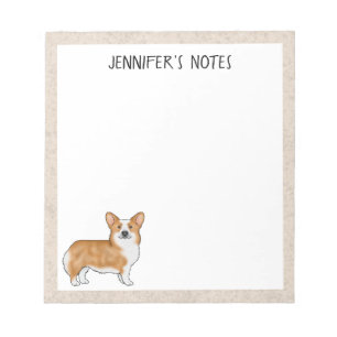 Roter Pembroke Welsh Corgi Hund mit individuellem  Notizblock