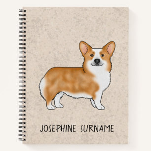 Roter Pembroke Welsh Corgi Hund mit individuellem Notizblock