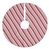 Roter Peppermint Streifen Leinenimitat Weihnachtsbaumdecke (Vorderseite)