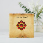 Roter Pergament MON Einladung (Stehend Vorderseite)