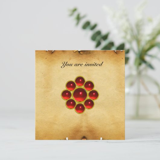 Roter Pergament MON Einladung (Stehend Vorderseite)